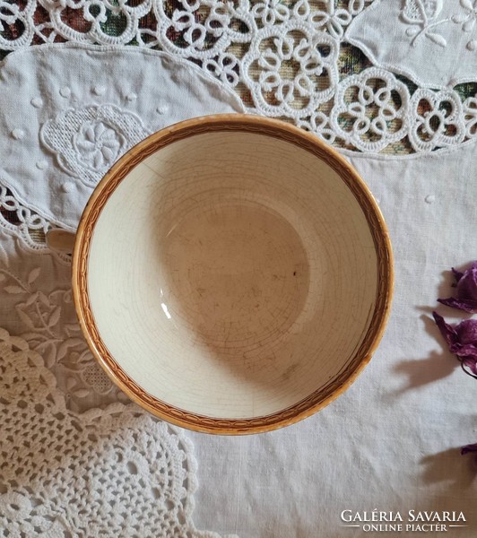 Antik fajansz Sarreguemines nagyméretű teás csésze rózsa dekorral
