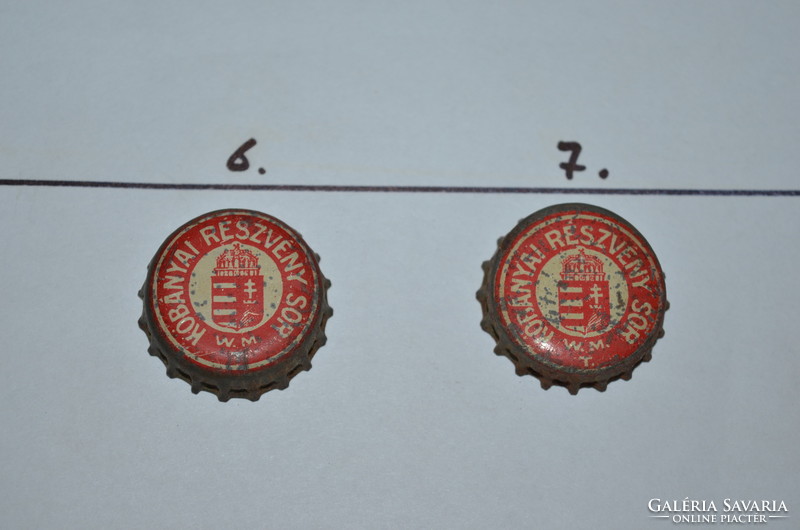 10 painted, small coat of arms wmt cork beer caps (Kőbánya share beer)