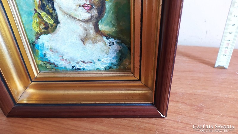 (K) Erdélyi festő  kis portréfestménye 16x21 cm