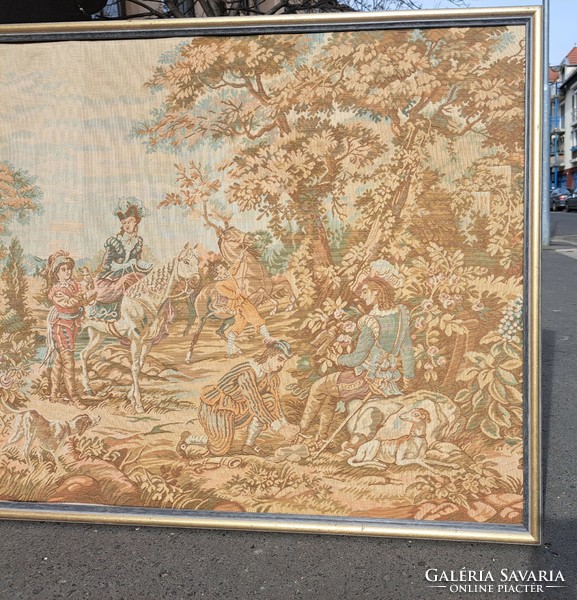 Huge tapestry, 2 meters wide! Hunting scene - old French tapestry
