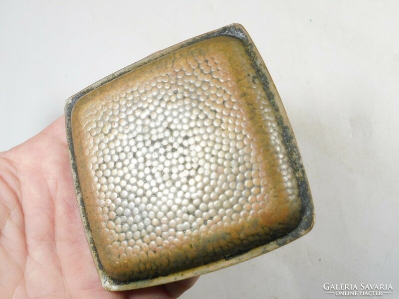 Old copper bowl with convex pattern, ashtray with ash holder
