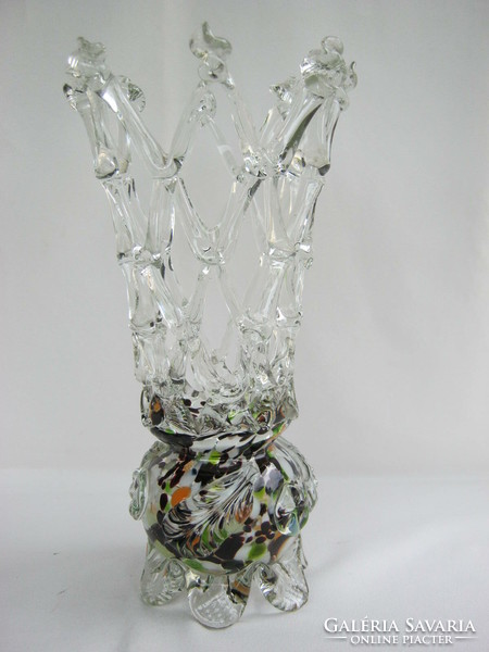 Glass retro vase with grid openwork pattern, large size