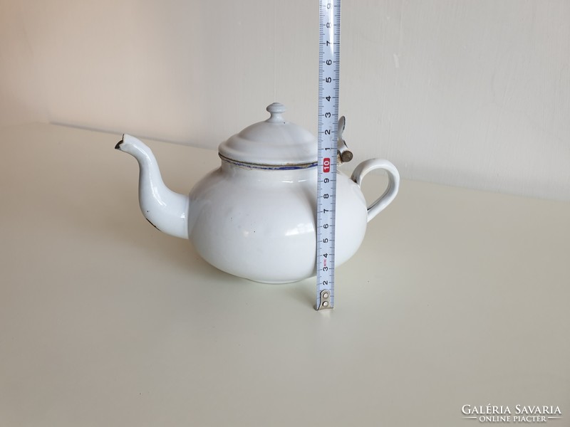 Enameled old vintage iron coffee pot pouring lampart enameled small jug decoration