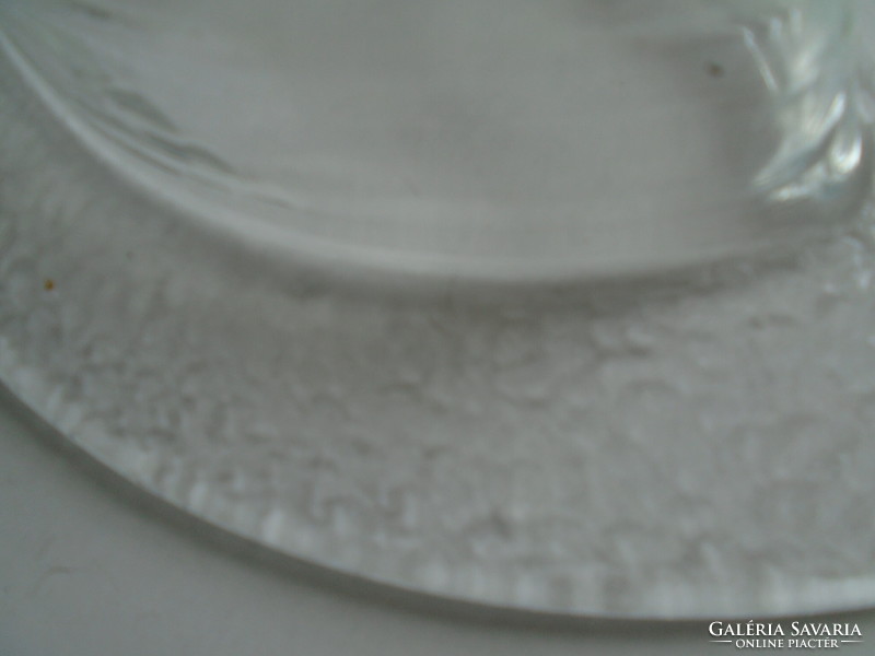 Large, heavy, thick-walled split glass serving tray, center of the table.