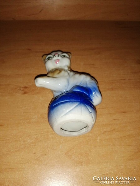 Német Gerold porcelán macska figura gombolyaggal.11 cm magas (po-2)