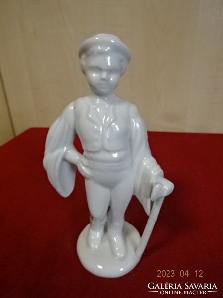 Herend porcelain figurine, boy with a hat, height 15.5 cm. Jokai.