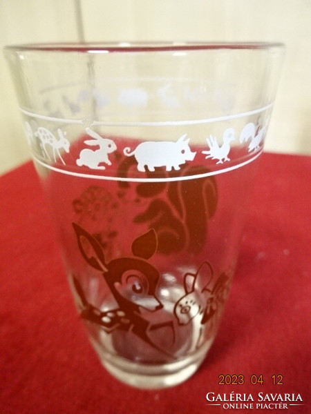 Children's glass cup with colorful animal figures, five pieces. Jokai.
