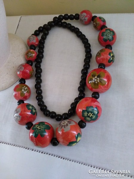 Wooden hand painted necklace