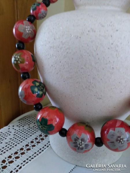 Wooden hand painted necklace