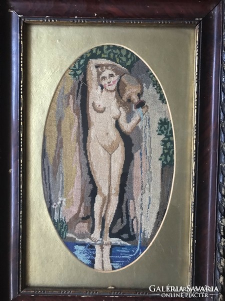 Antique needle tapestry - nude tapestry picture