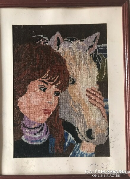 Tapestry picture - girl with a horse