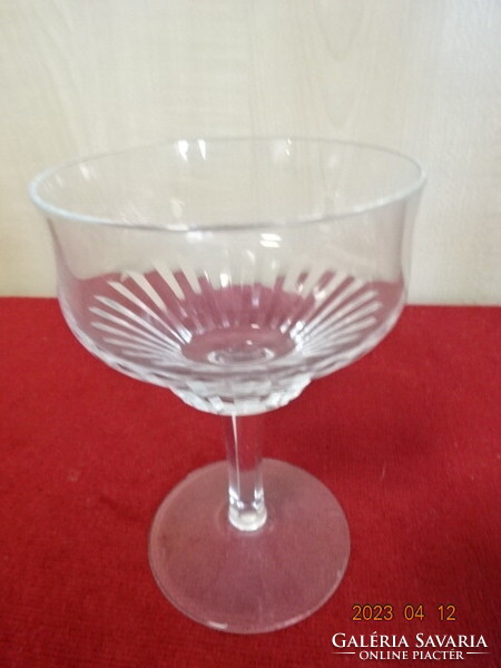 Glass goblet with lip base, two pieces, height 12 cm. Jokai.