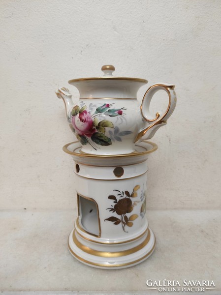 Antique Biedermeier porcelain coffee maker warming candle pot kitchen tool 258 7163