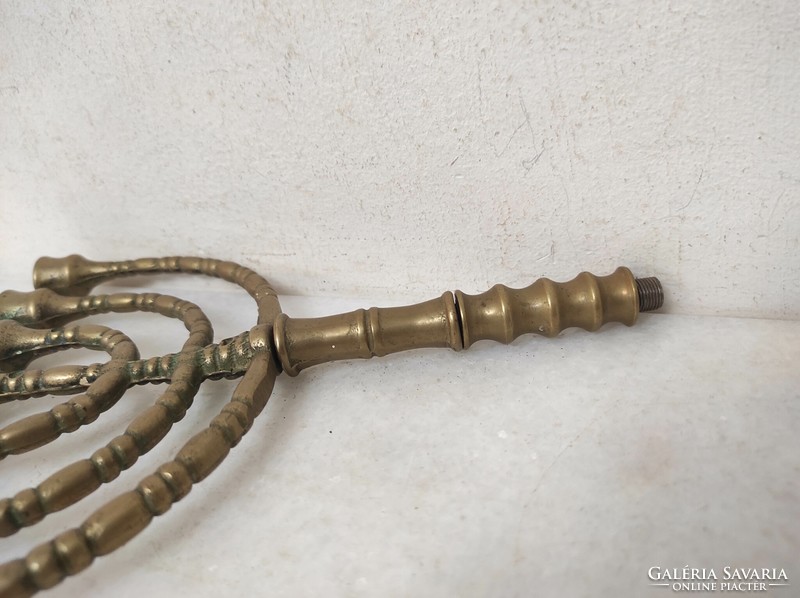 Antique menorah patinated copper Jewish candle holder Judaica 7 branch menorah incomplete repair 239 7147