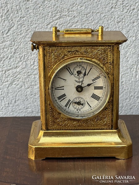 Antique kienzle travel-alarm-carriage clock with musical structure