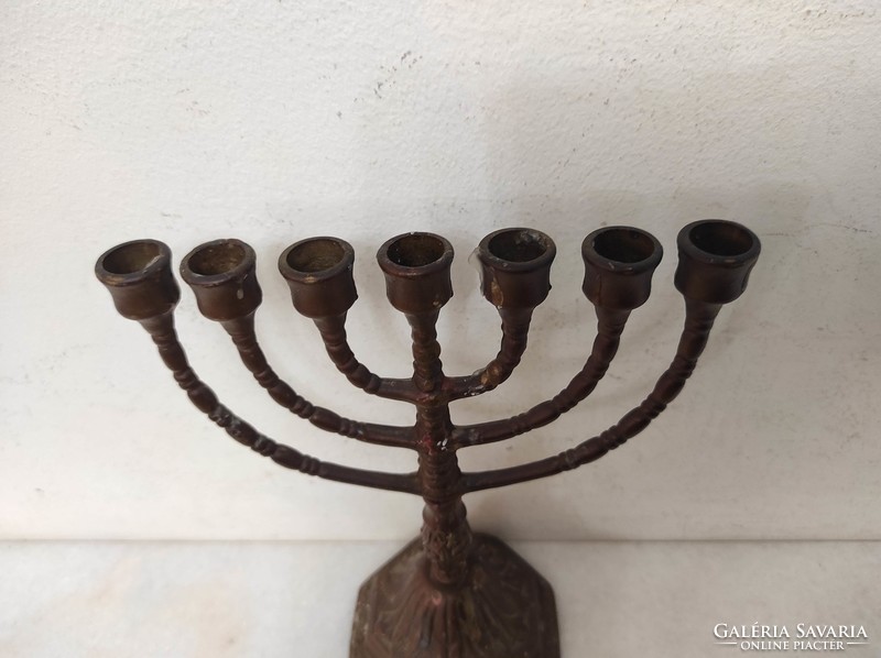 Antique menorah patinated Jewish candle holder Judaica 7 branch menorah 212 7142