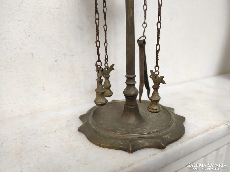 Antique Arabic candlestick Moroccan Algeria patinated copper standing 3-branched Turkish oil candlestick 924 7021