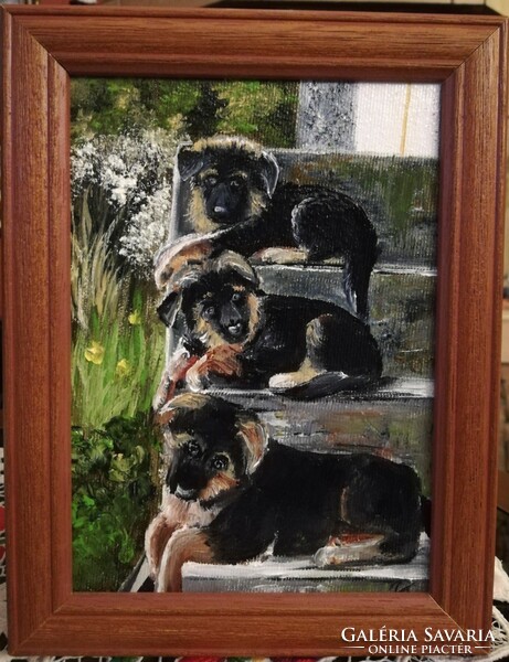 Zinóber - brothers (13 x 18, oil, in a new frame)