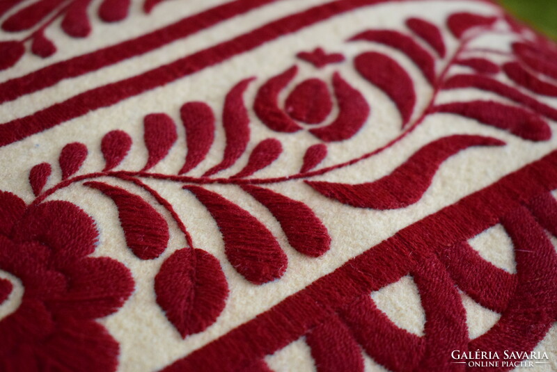 Embroidered pattern wool posto pillow decorative pillow Hungarian ethnographic needlework 54 x 37 x 13 cm