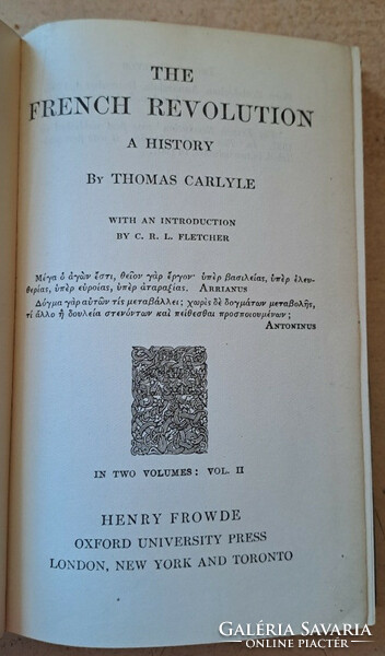 Thomas carlyle: the french revolution i.-ii, oxford university about 1910 in english -- leather binding!