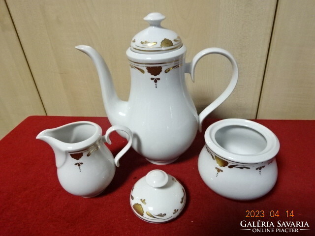Alföldi porcelain, four-person coffee set, gilded pattern, 13 pieces. Jokai.