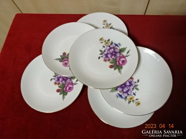 Kahla German porcelain small plate, five pieces, violet pattern. Jokai.