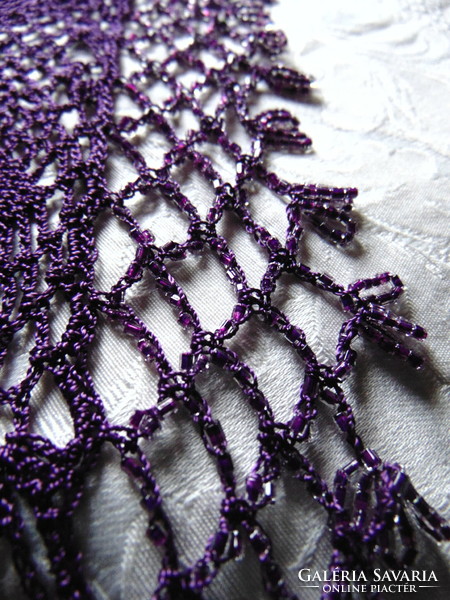 Beautiful bishop's purple crocheted scarf, stole with pearl decoration