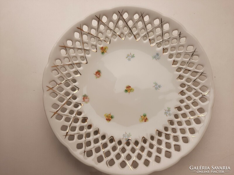 2 antique porcelain cake plates with openwork edges with a flower pattern