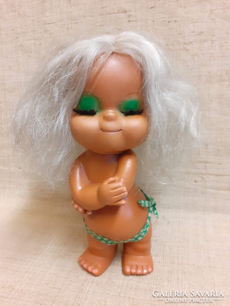 Old marked rare gesturing rubber doll with braided hair