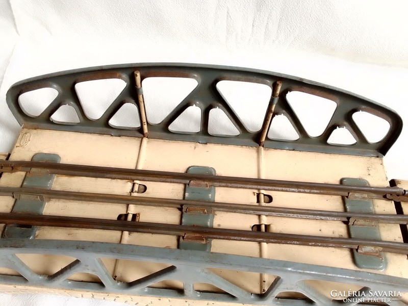 Antik régi vasúti híd kétoldali felhajtóval JEP France 0-ás 3 sínes vasút modell 1930 k. terepasztal