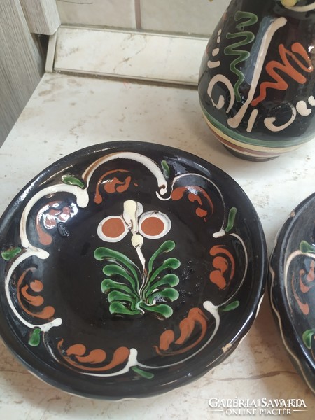 Popular glazed ceramic wall decoration, 2 plates, jug for sale!