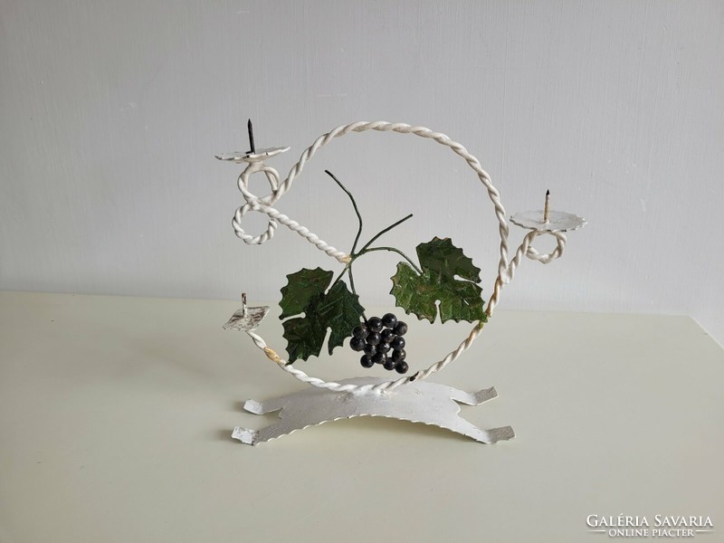 Old candle holder two-pronged iron vine pattern wine cellar decoration