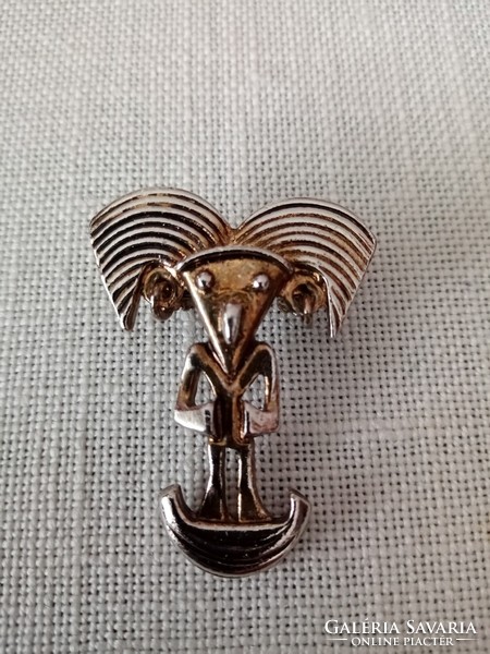 Marked, old, silver-plated - gold-plated Mexican brooch - pin