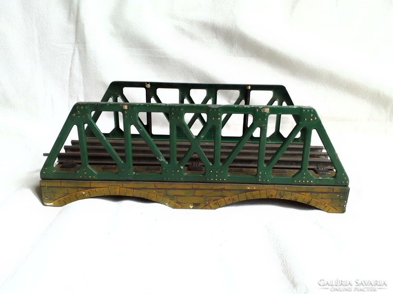 Antik régi vasúti híd Hornby három sínes 0-ás vasút modell terepasztal lemezjáték kiegészítő elem