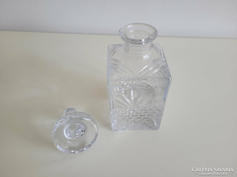 Régi italos üveg szögletes kristály whiskys dugós palack