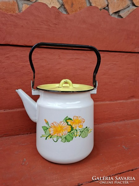 3 Liter enamel teapot teapot enameled village peasant decoration
