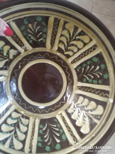 Old, large glazed earthenware, folk wedding bowl 26 cm for sale! Wrong!