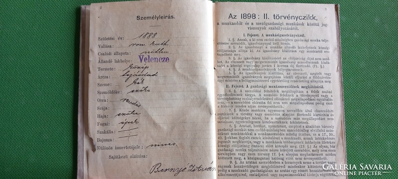 MUNKÁS IGAZOLVÁNY 1904