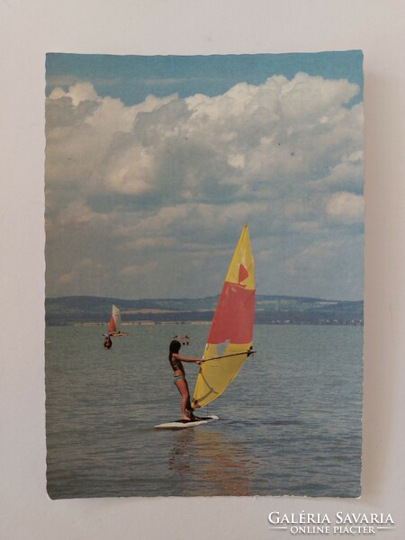 Old postcard retro photo postcard surfing