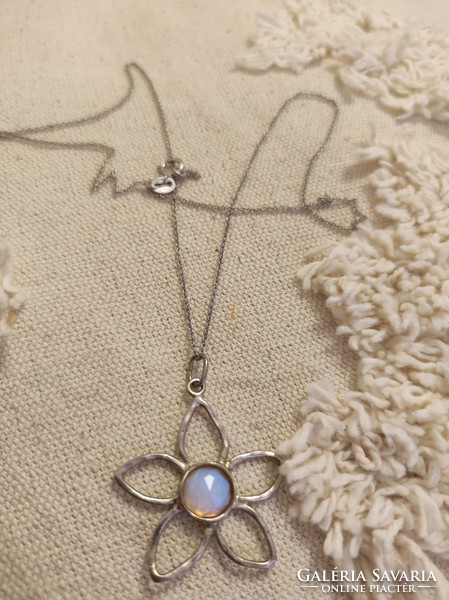 Israeli silver necklace with opal stone