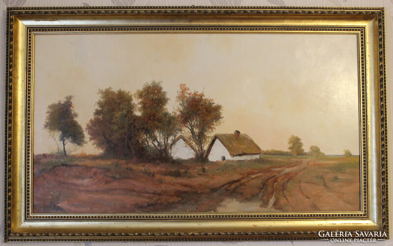 Attila Ferencsák: old farm oil painting for sale