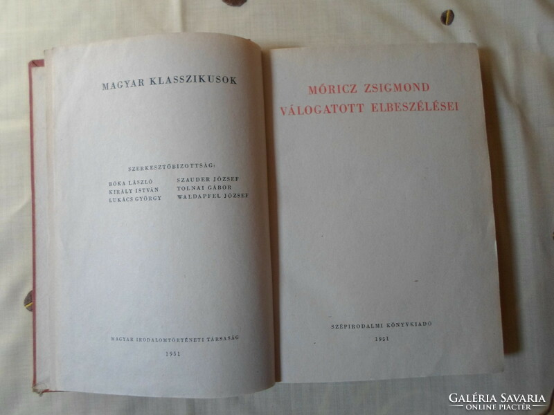 Móricz Zsigmond válogatott elbeszélései (Szépirodalmi kiadó, 1951; Magyar Klasszikusok)