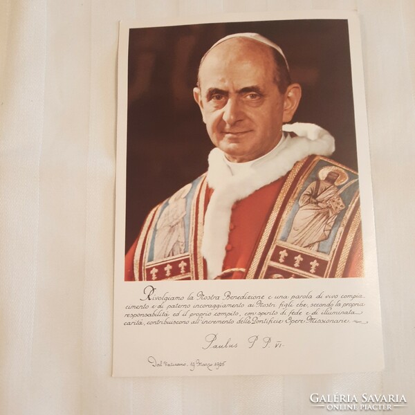 Képeslap Szent VI. Pál pápa fényképével