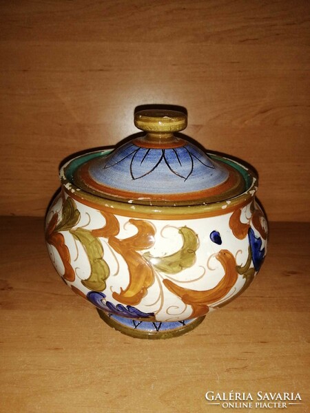 Marked base ceramic bonbonier, sugar holder, kitchen storage 14 cm high (22/d)