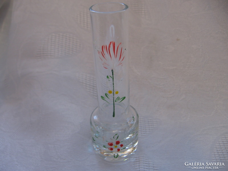 Brandy glass with a painted floral whistle