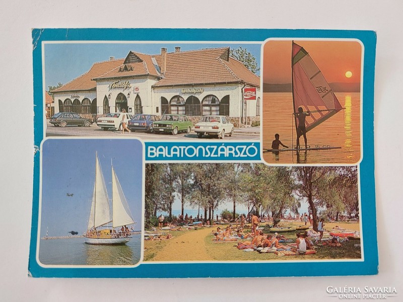 Old postcard retro photo postcard Balatonszárszó beach old walnut tree