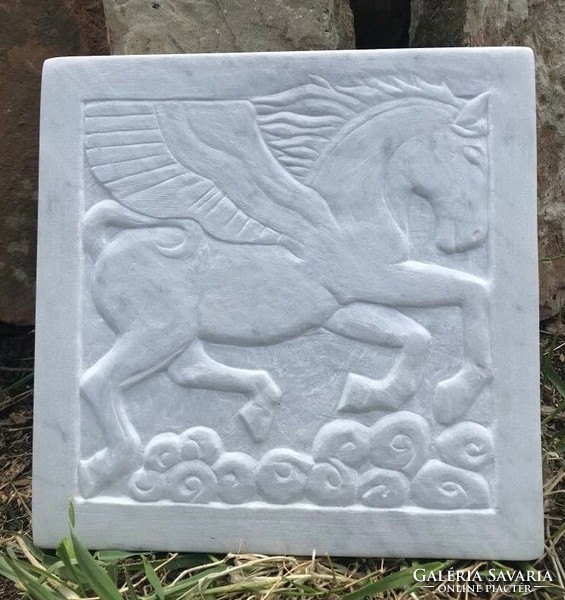 Pegasus stone relief made of Carrara marble