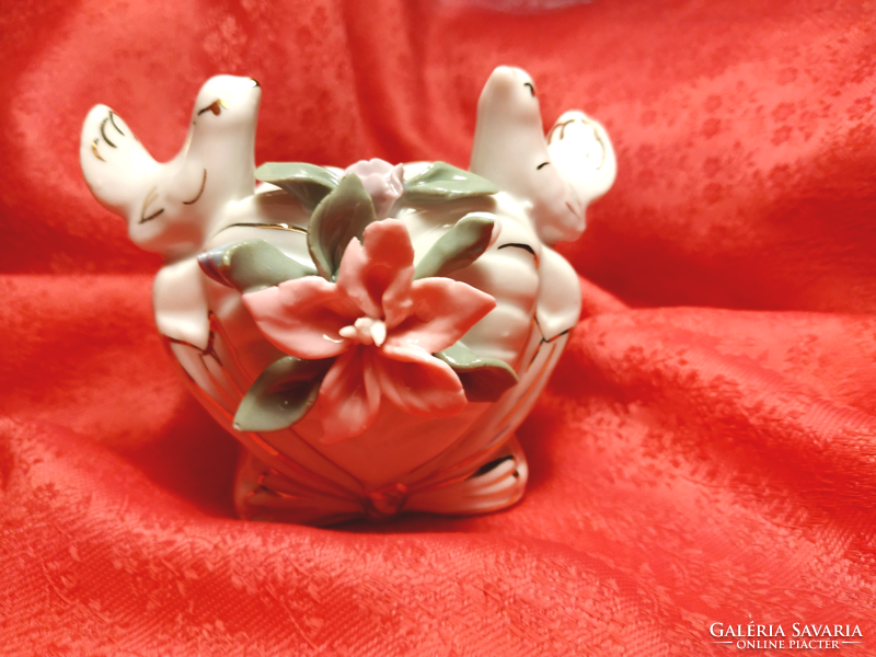 Porcelán galamb páros , ékszertartó
