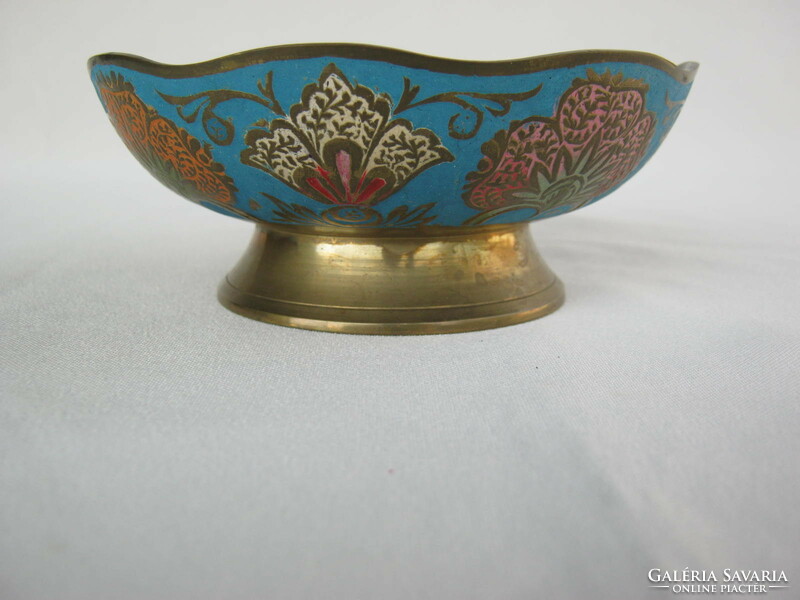 Copper bowl with a painted pattern, table centerpiece