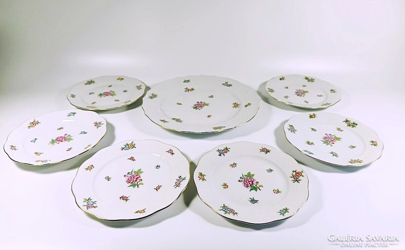 Herend, 6-person dessert set with Eton pattern (517; 1527), hand-painted porcelain flawless (j355)